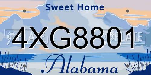 4XG8801 Alabama License Plate