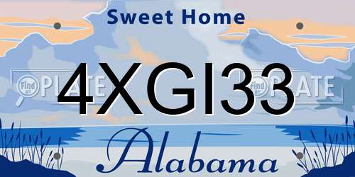 4XGI33 Alabama License Plate