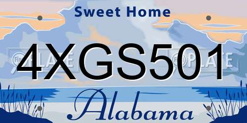 4XGS501 Alabama License Plate