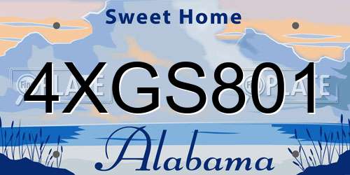 4XGS801 Alabama License Plate