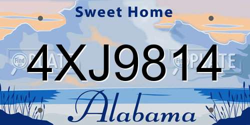 4XJ9814 Alabama License Plate