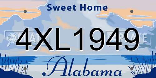 4XL1949 Alabama License Plate