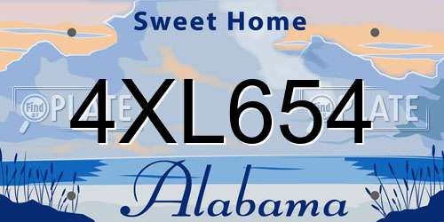 4XL654 Alabama License Plate