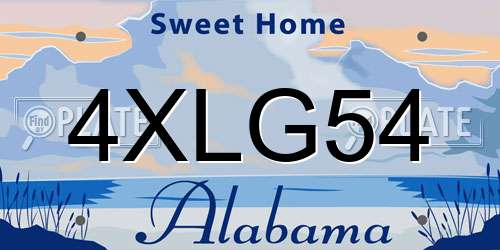 4XLG54 Alabama License Plate