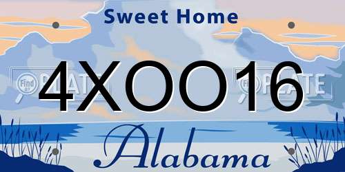 4XOO16 Alabama License Plate