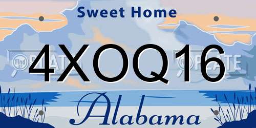 4XOQ16 Alabama License Plate