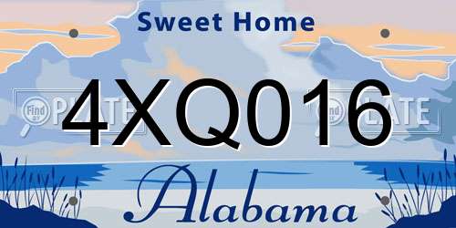 4XQ016 Alabama License Plate