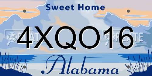 4XQO16 Alabama License Plate