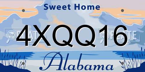 4XQQ16 Alabama License Plate