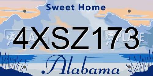 4XSZ173 Alabama License Plate