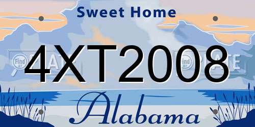 4XT2008 Alabama License Plate
