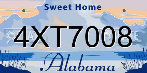 4XT7008 Alabama License Plate