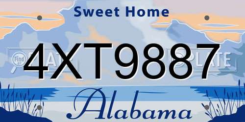 4XT9887 Alabama License Plate