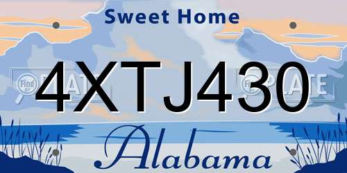 4XTJ430 Alabama License Plate