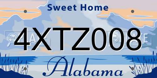 4XTZ008 Alabama License Plate
