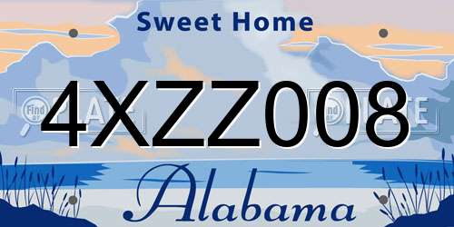 4XZZ008 Alabama License Plate