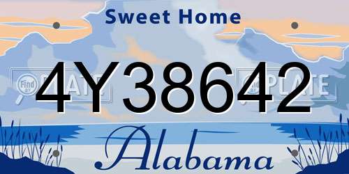 4Y38642 Alabama License Plate