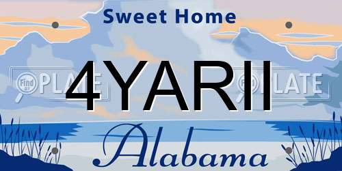 4YARII Alabama License Plate
