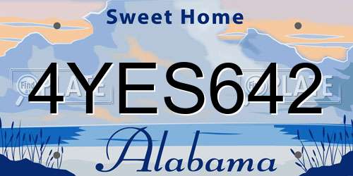 4YES642 Alabama License Plate