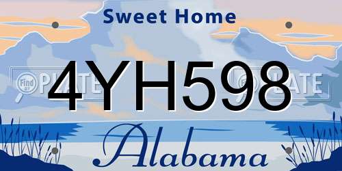 4YH598 Alabama License Plate