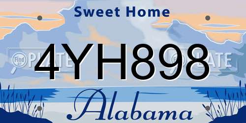 4YH898 Alabama License Plate