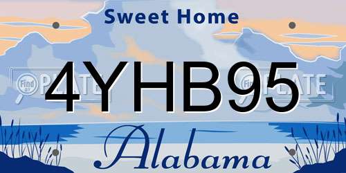 4YHB95 Alabama License Plate