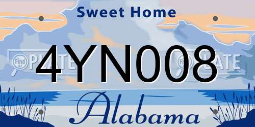 4YN008 Alabama License Plate