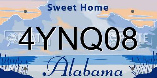 4YNQ08 Alabama License Plate