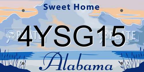 4YSG15 Alabama License Plate