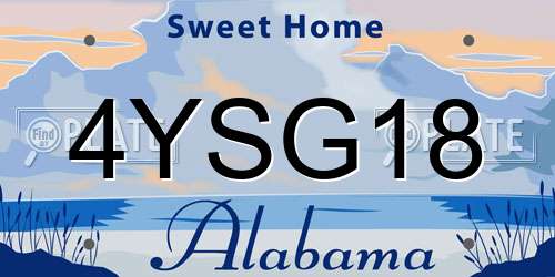 4YSG18 Alabama License Plate