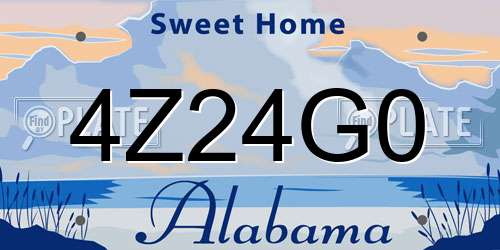 4Z24G0 Alabama License Plate