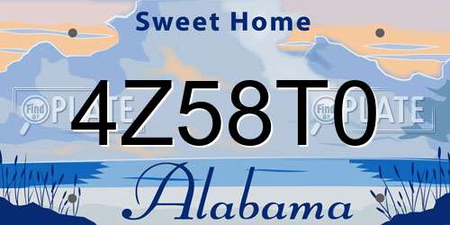4Z58T0 Alabama License Plate
