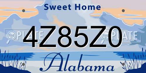 4Z85Z0 Alabama License Plate