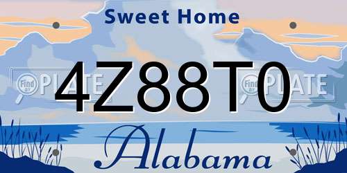 4Z88T0 Alabama License Plate