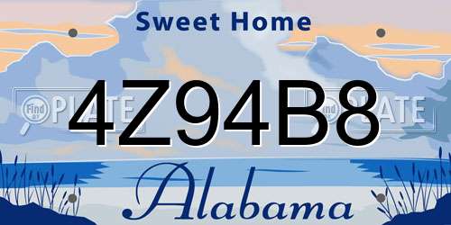 4Z94B8 Alabama License Plate