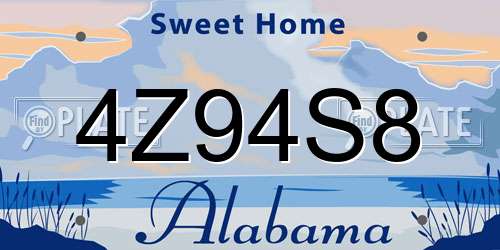 4Z94S8 Alabama License Plate