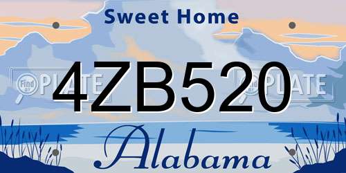 4ZB520 Alabama License Plate
