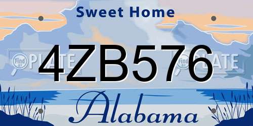 4ZB576 Alabama License Plate