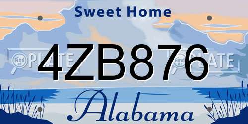 4ZB876 Alabama License Plate
