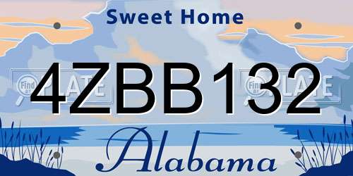 4ZBB132 Alabama License Plate