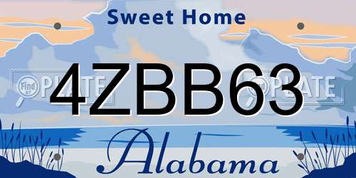 4ZBB63 Alabama License Plate