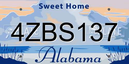 4ZBS137 Alabama License Plate