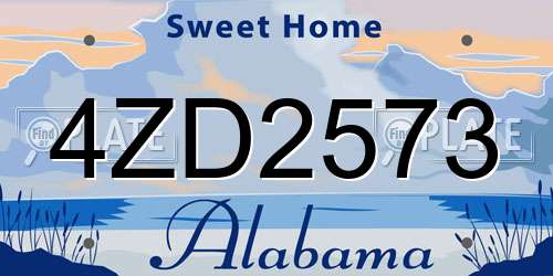 4ZD2573 Alabama License Plate