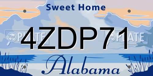 4ZDP71 Alabama License Plate