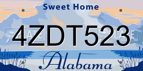 4ZDT523 Alabama License Plate