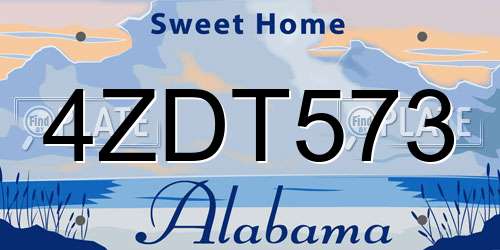 4ZDT573 Alabama License Plate