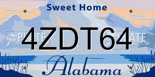 4ZDT64 Alabama License Plate