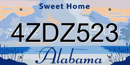 4ZDZ523 Alabama License Plate