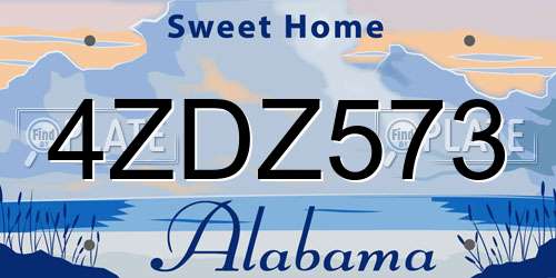 4ZDZ573 Alabama License Plate