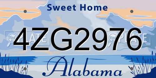 4ZG2976 Alabama License Plate